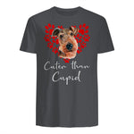 AIREDALE TERRIER Cuter Than Cupid Disant Saint Valentin in Charcoal - back view