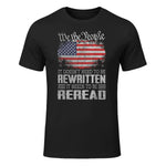 US Flag Constitution of The USA Needs to Be Reread T-Shirt in Black - front view