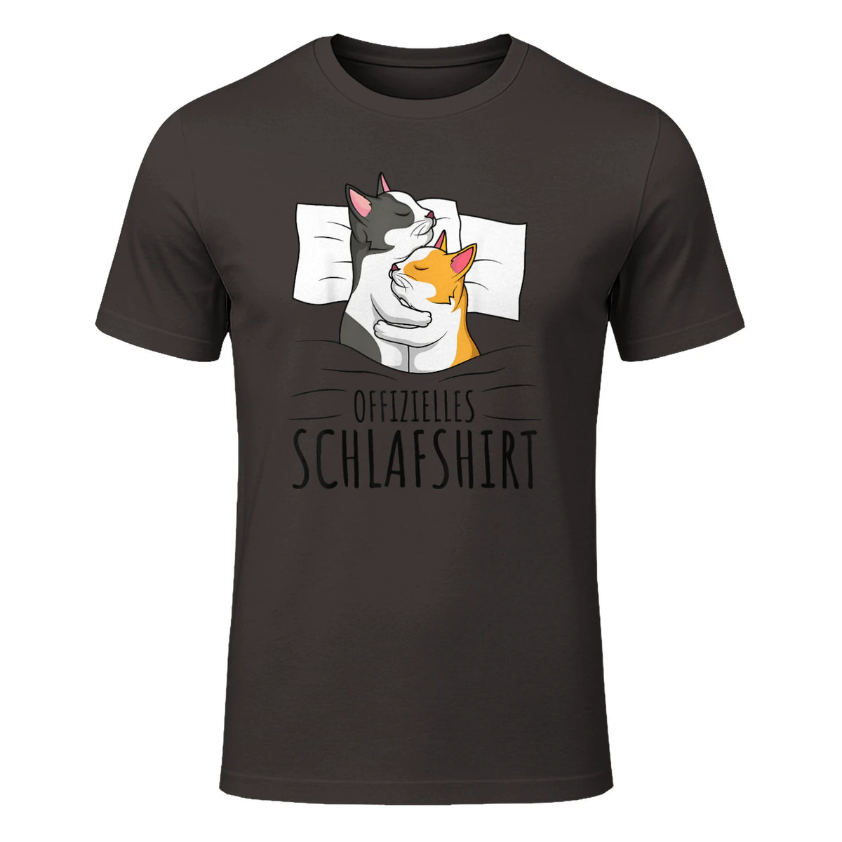 Offizielles Schlafshirt Katze Kater Katzen in Dark Chocolate - front view