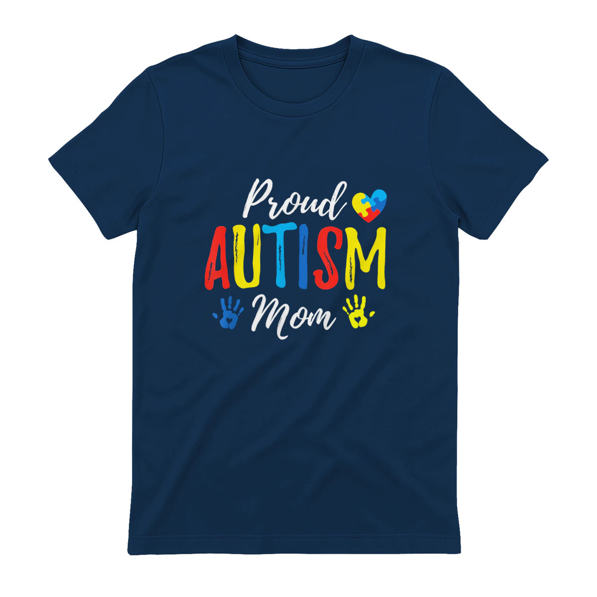 Proud Mom Autism Awareness Family Matching Shirt in Navy - back view