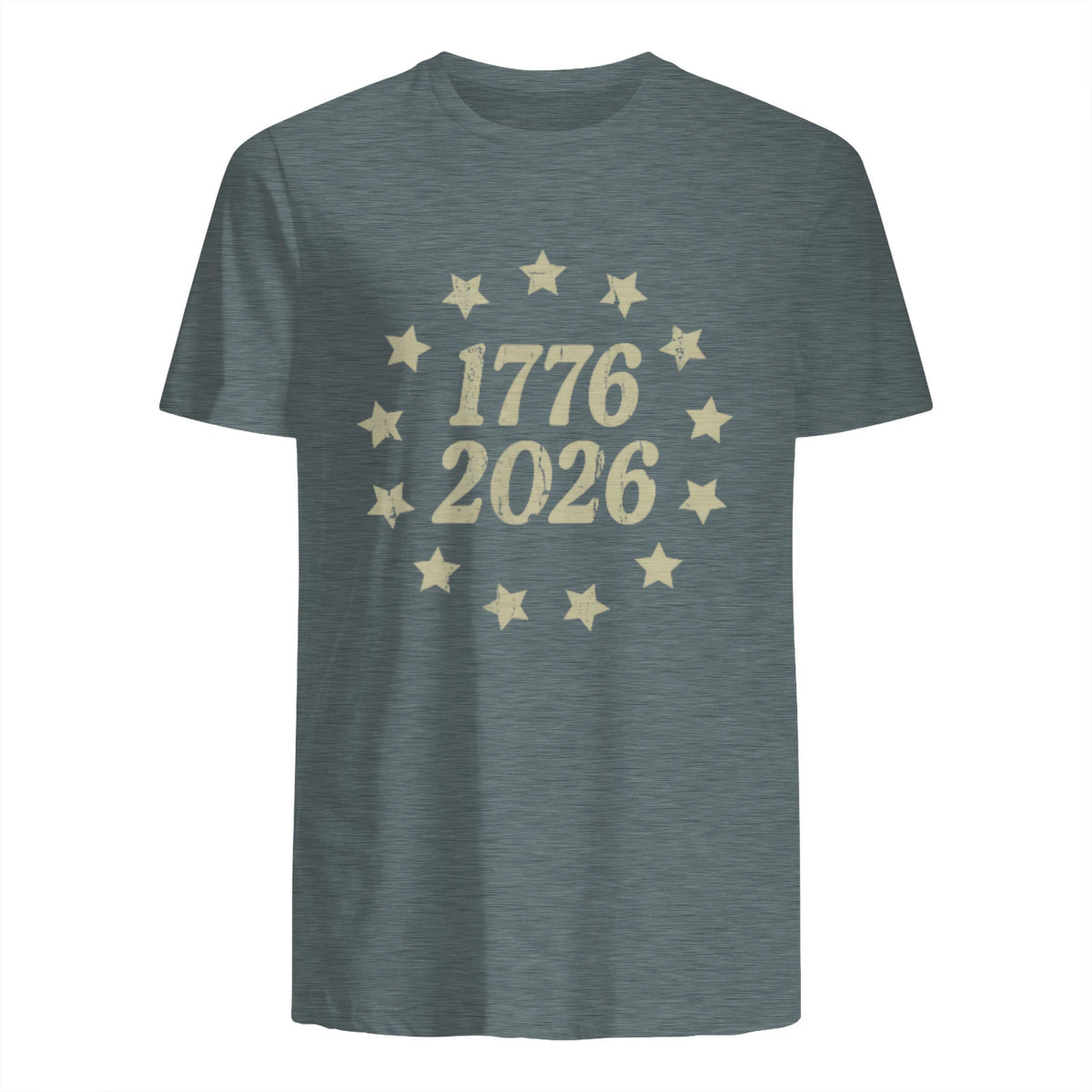 American Flag Front and Back Anniversary T-Shirt in Dark Heather - back view