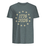 American Flag Front and Back Anniversary T-Shirt in Dark Heather - back view