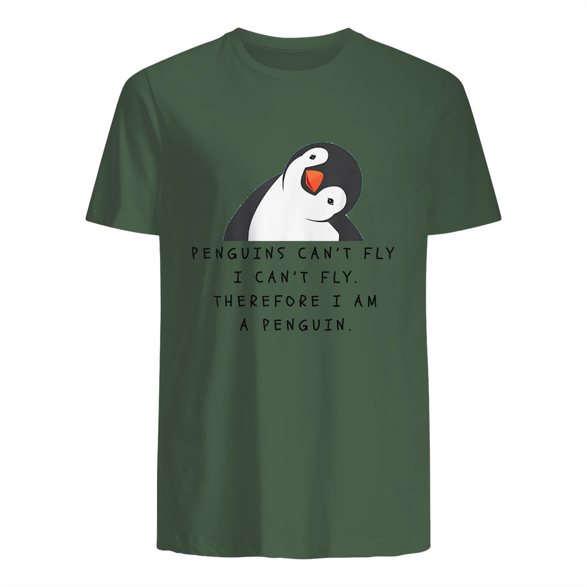 Funny Penguins T-shirt Woman Man Children Gift in Military Green - back view