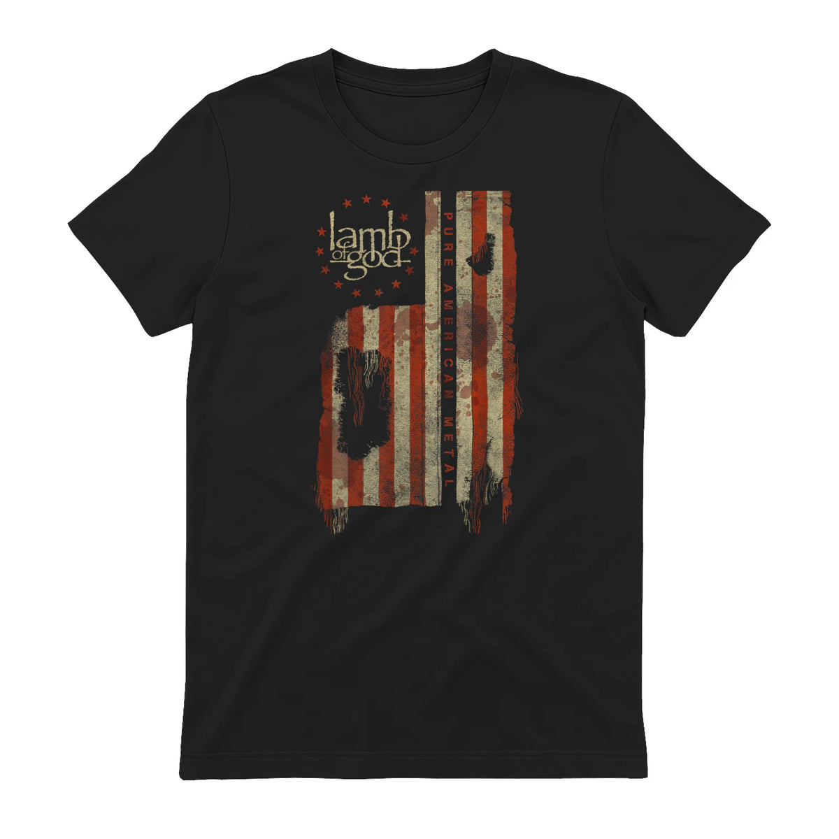 Lamb of God Pure American Metal Flag T-Shirt in Black - back view