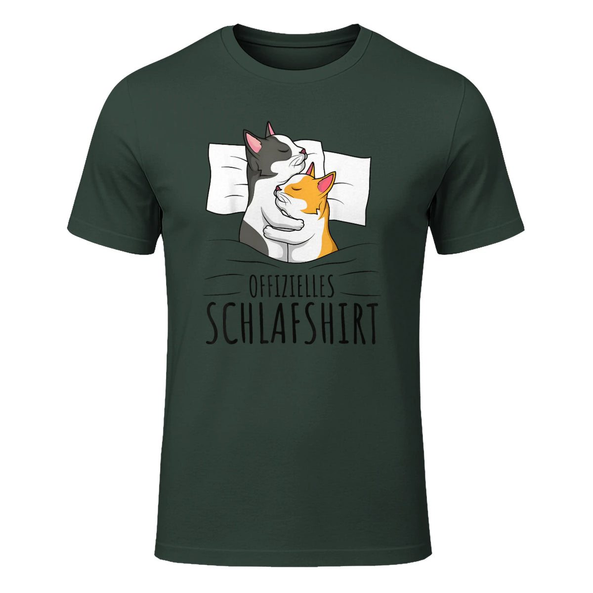 Offizielles Schlafshirt Katze Kater Katzen in Forest Green - front view