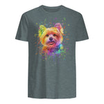 Colorful Splash Art Yorkshire Terrier Portrait Yorkshire Lover in Dark Heather - back view