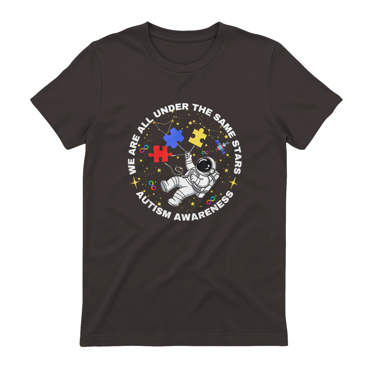 Autism We are All Under The Same Stars Space Astronaut in Dark Chocolate - back view