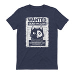 Schrödinger's Cat Wanted Dead And Alive Physics Physicist T-Shirt in Heather Navy - back view