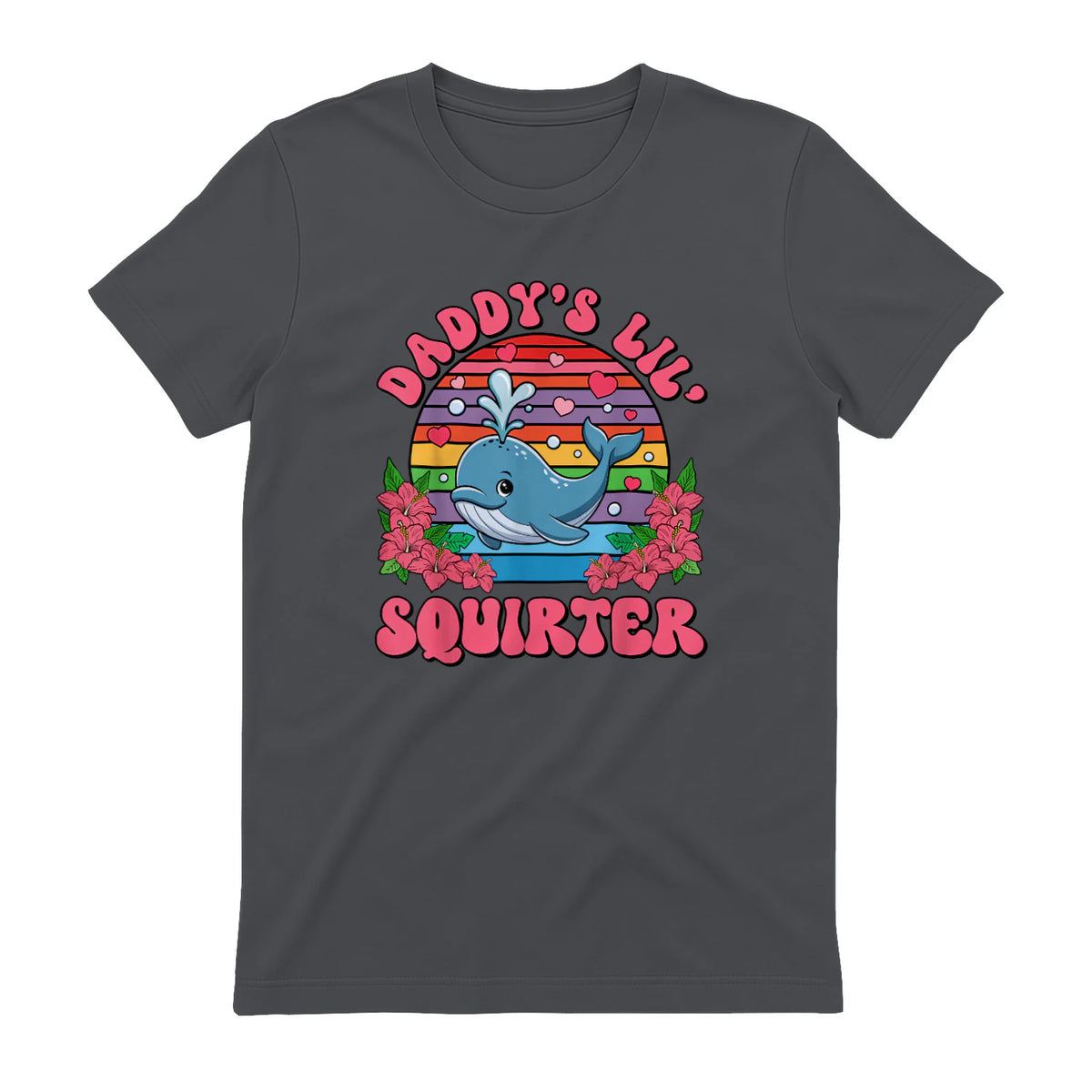 Daddy's Lil Squirter Joke T-Shirt in Charcoal - back view