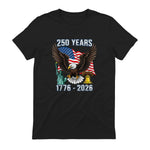 American Flag Fourth of July Anniversary T-Shirt in Black - back view