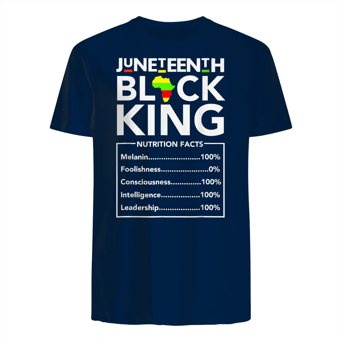 Juneteenth Black King Nutritional Facts Melanin Men Father in Navy - back view