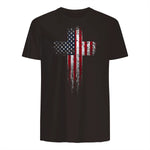 American USA Flag Christian Cross T-Shirt in Dark Chocolate - back view