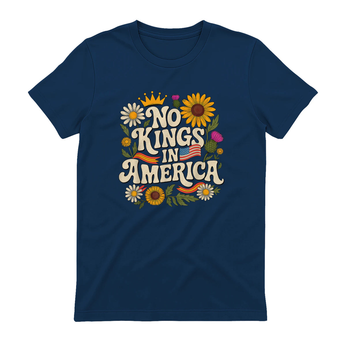 No King in America T-Shirt in Navy - back view