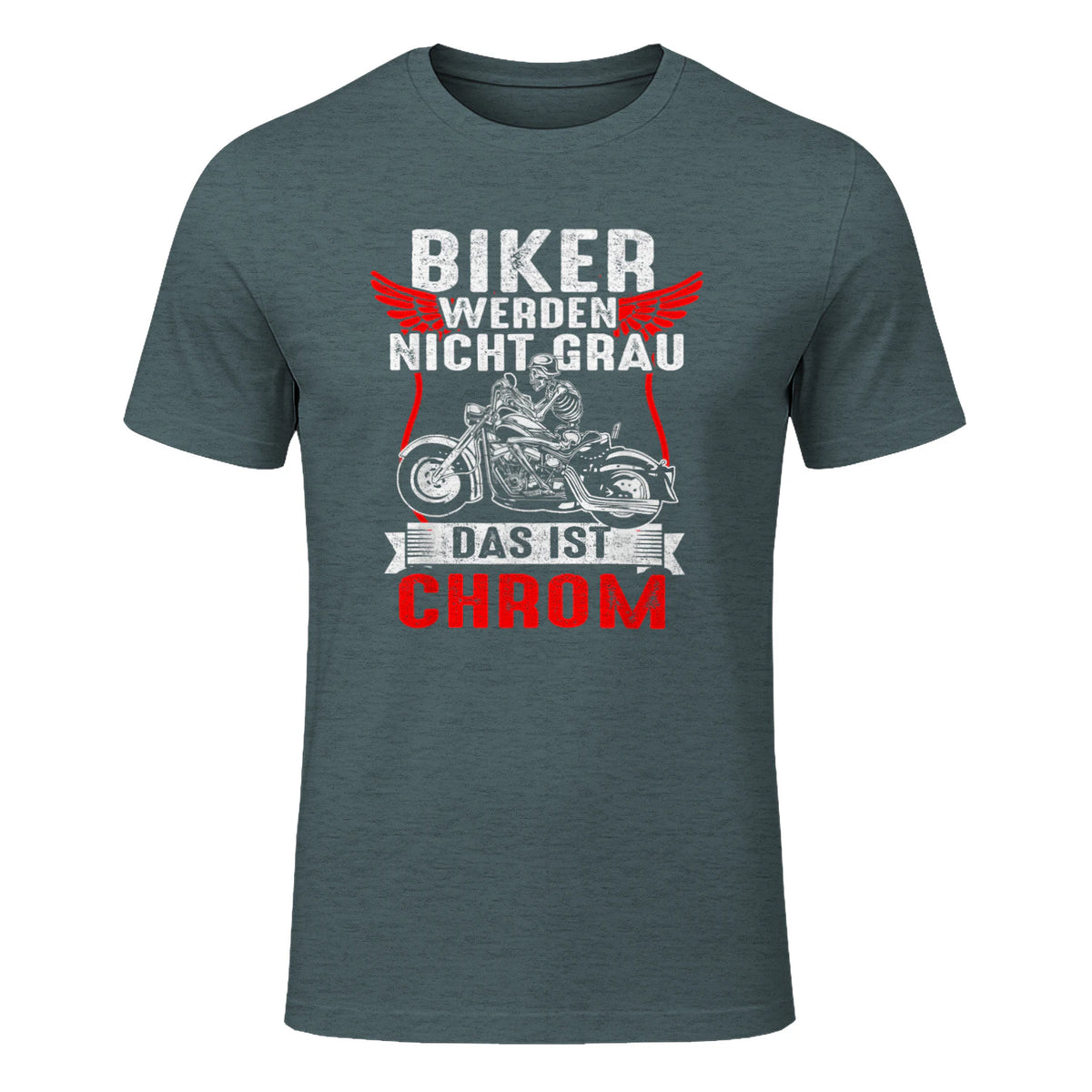 Biker Werden Nicht Grau Das Ist Chrom Motorradfahrer Biker in Dark Heather - front view