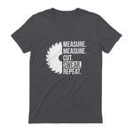 Funny Dad Shirt Measure Cut Swear Handyman Father Day Tshirt in Charcoal - back view