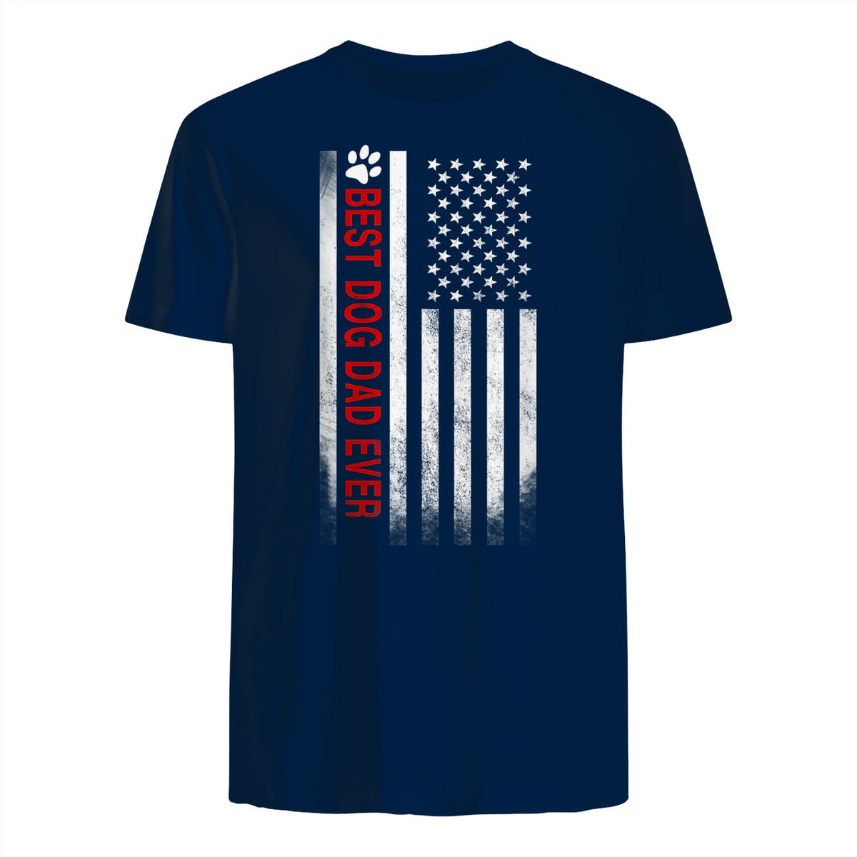 Best Dog Dad Ever American Flag Gift for Best Father in Navy - back view