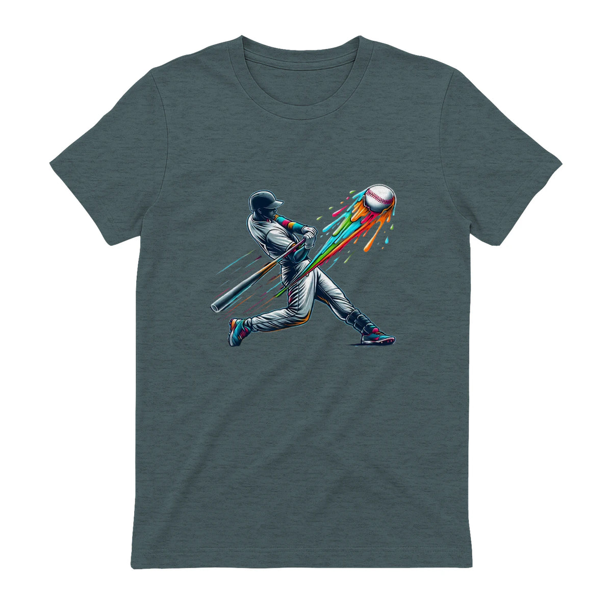 Baseball Player Drip T-Shirt in Dark Heather - back view