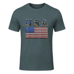 USA American Flag United States US Patriotic T-Shirt in Dark Heather - front view