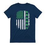 US American Flag with Shamrocks for St Patricks Day T-Shirt in Navy - back view