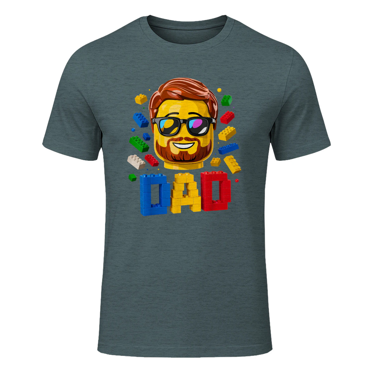 Dad Master Builder T-Shirt in Dark Heather - front view