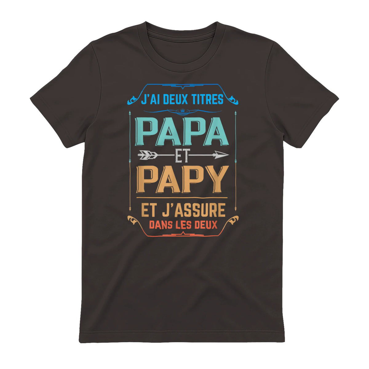 Deux Papa J'Ai et Papy Titres Grand Père in Dark Chocolate - back view