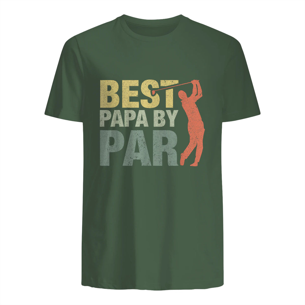 Funny Best Papa By Par Father's Day Golf Gift Grandpa in Military Green - back view