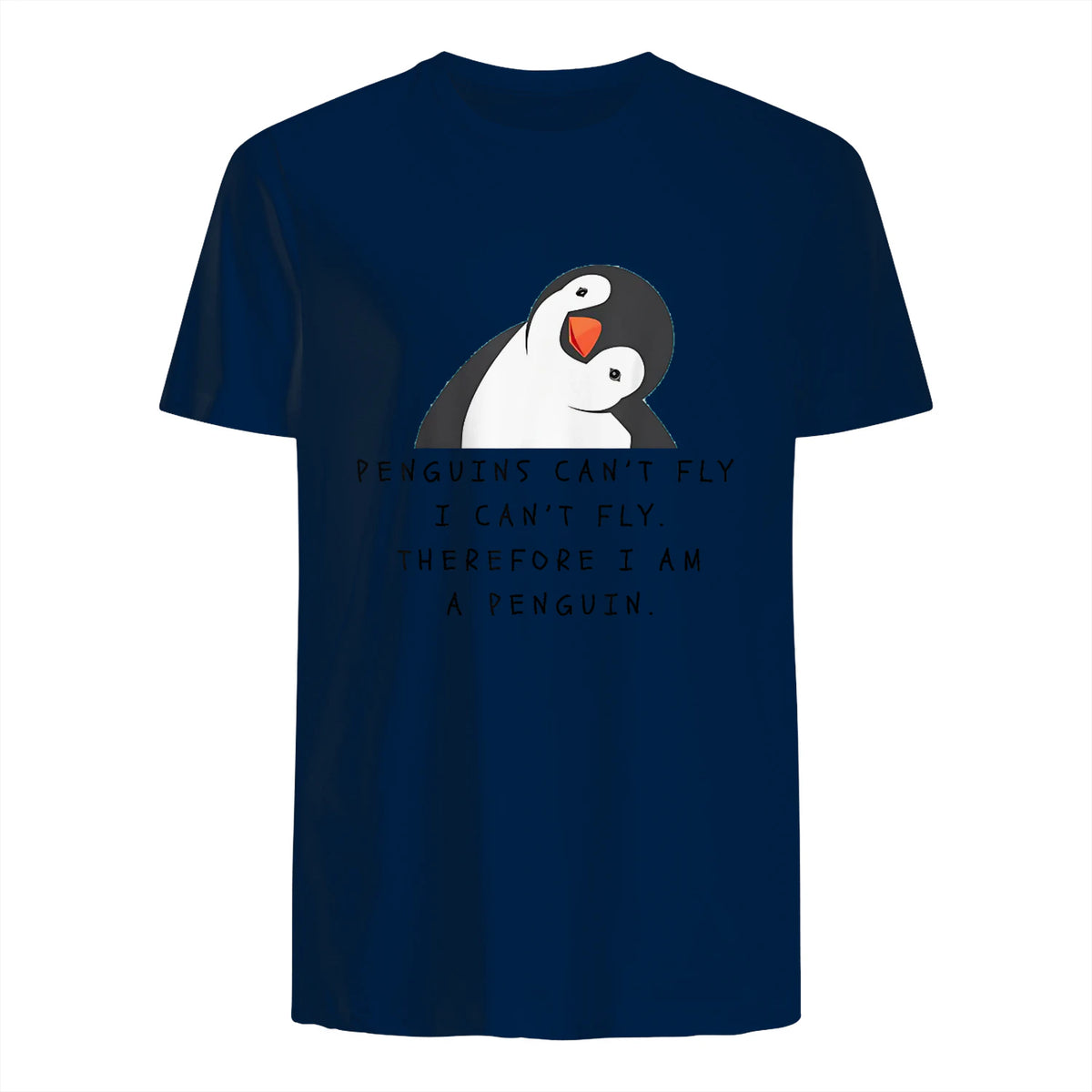 Funny Penguins T-shirt Woman Man Children Gift in Navy - back view