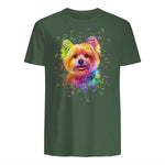 Colorful Splash Art Yorkshire Terrier Portrait Yorkshire Lover in Military Green - back view