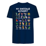 Types Of Dinosaurs Alphabet Dino Identification T-Shirt in Navy - back view