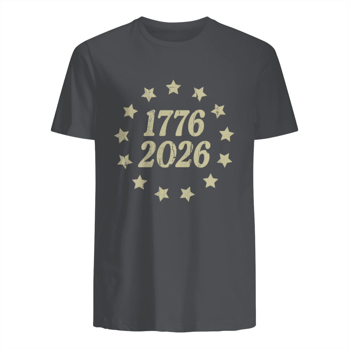 American Flag Front and Back Anniversary T-Shirt in Charcoal - back view