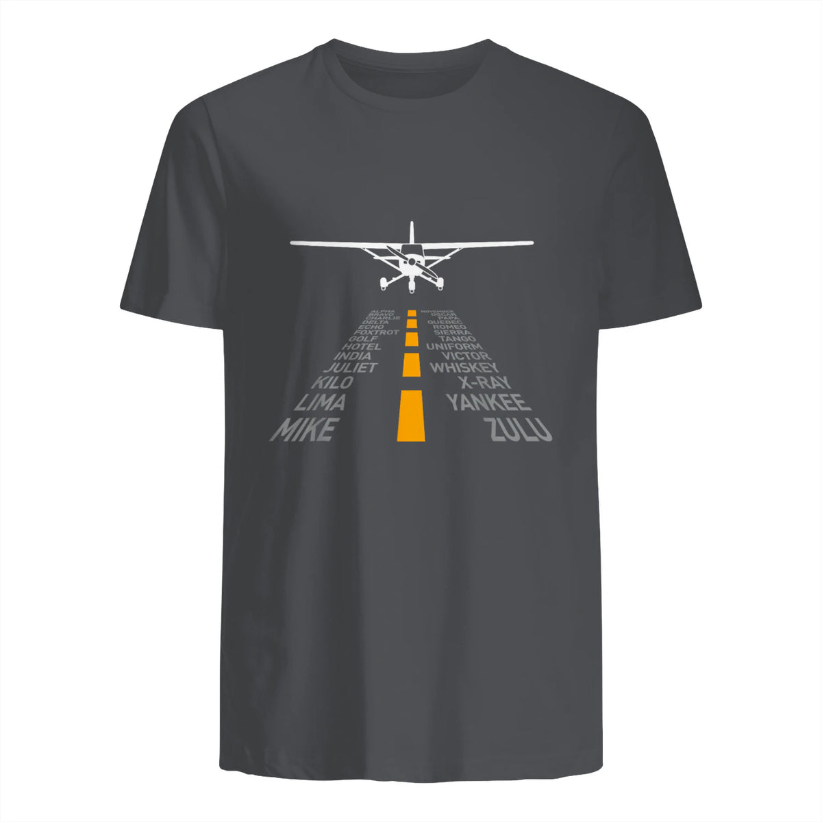 Avion RC Pilot Aéroport Piste Phonetic Alphabet Petit Avion in Charcoal - back view