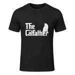 The Catfather Funny Cat Parody Fathers Day Gift Cat Father T-Shirt in Black - front view