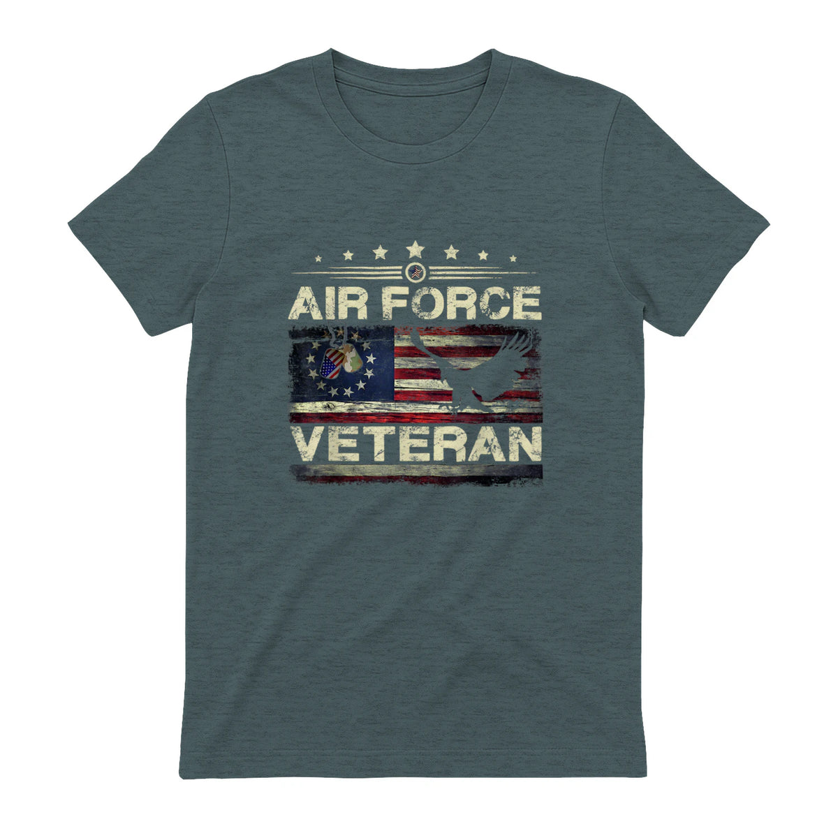 Veteran US Air Force TShirt - American Betsy Ross Flag T-Shirt in Dark Heather - back view