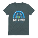 In April We Wear Blue Autism Ribbon T-Shirt in Dark Heather - back view