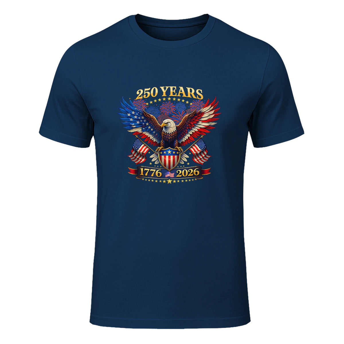 American Independence Day Anniversary T-Shirt in Navy - front view