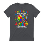 I Wear Blue for My Son Autism Awareness for Women Autism Mom in Charcoal - back view