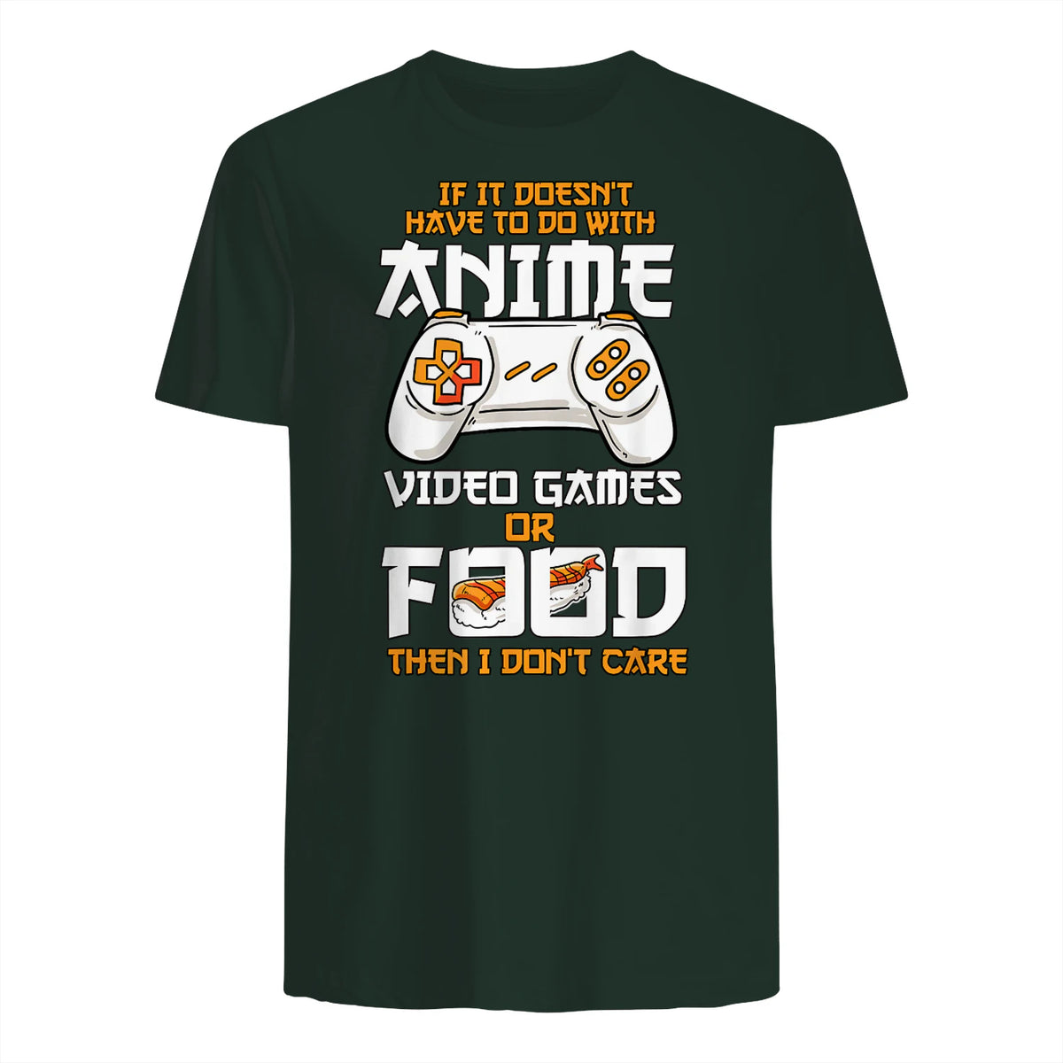 Cute Manga & Anime Merch for Anime Girls & Boys Unisex Anime Video Games Food Sushi Gaming Merch Otaku Gift Anime in Forest Green - back view