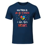 Autism Mom Support ASD T-Shirt in Navy - front view