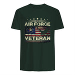 Veteran US Air Force TShirt - American Betsy Ross Flag T-Shirt in Forest Green - back view
