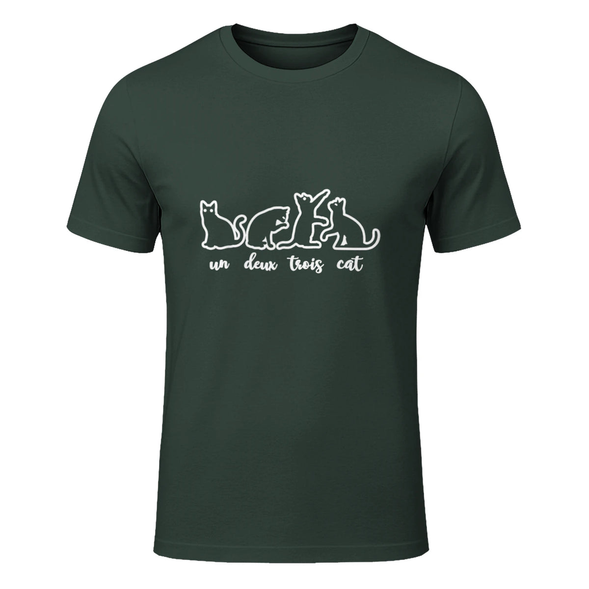 Un Deux Trois Cat, Cute & Funny Kittens, Gift For Cat Lovers T-Shirt in Forest Green - front view