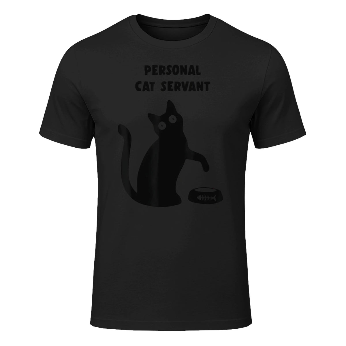 Personal Cat Servant Shirt Funny Black Cat Lover Gift in Black - front view