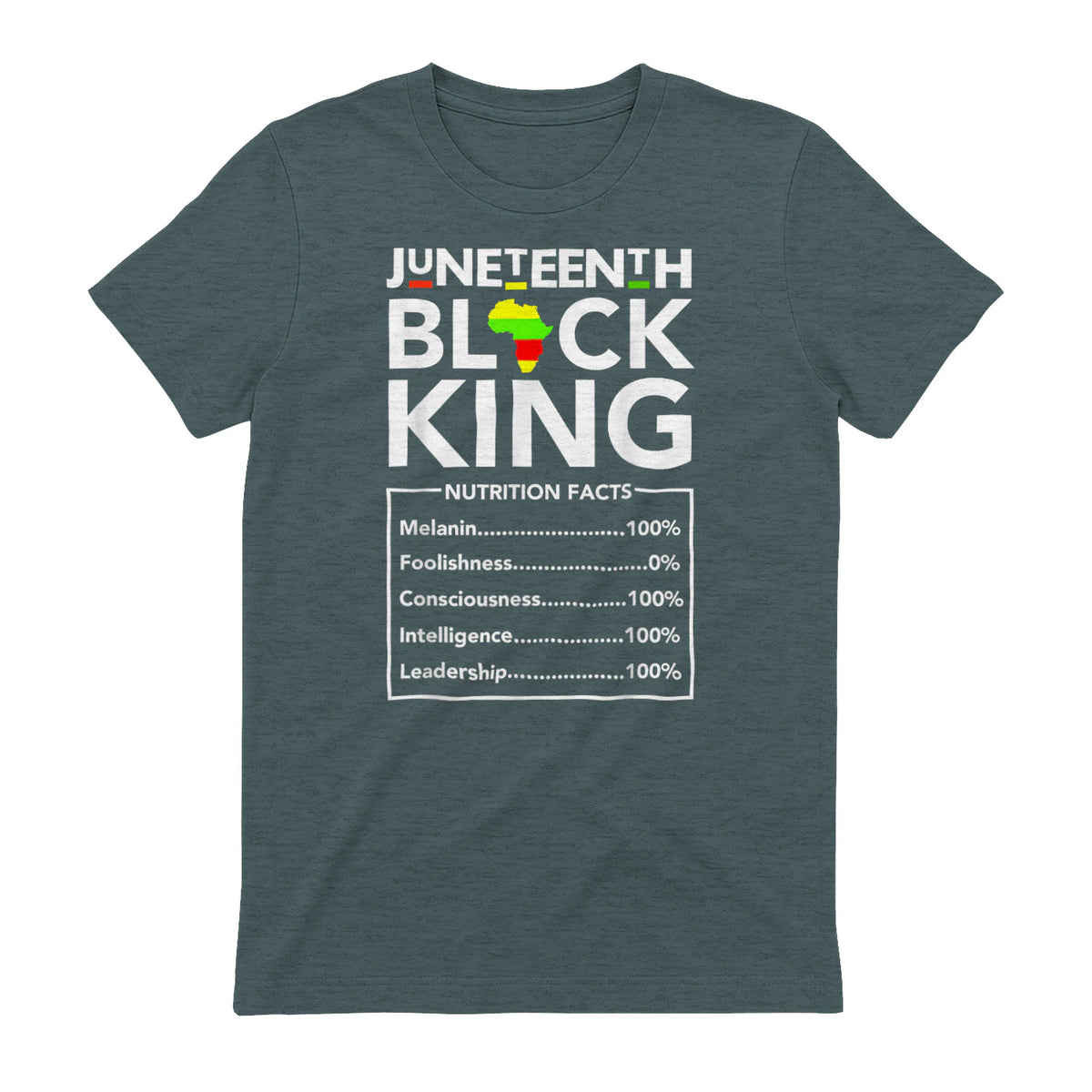 Juneteenth Black King Nutritional Facts Melanin Men Father in Dark Heather - back view