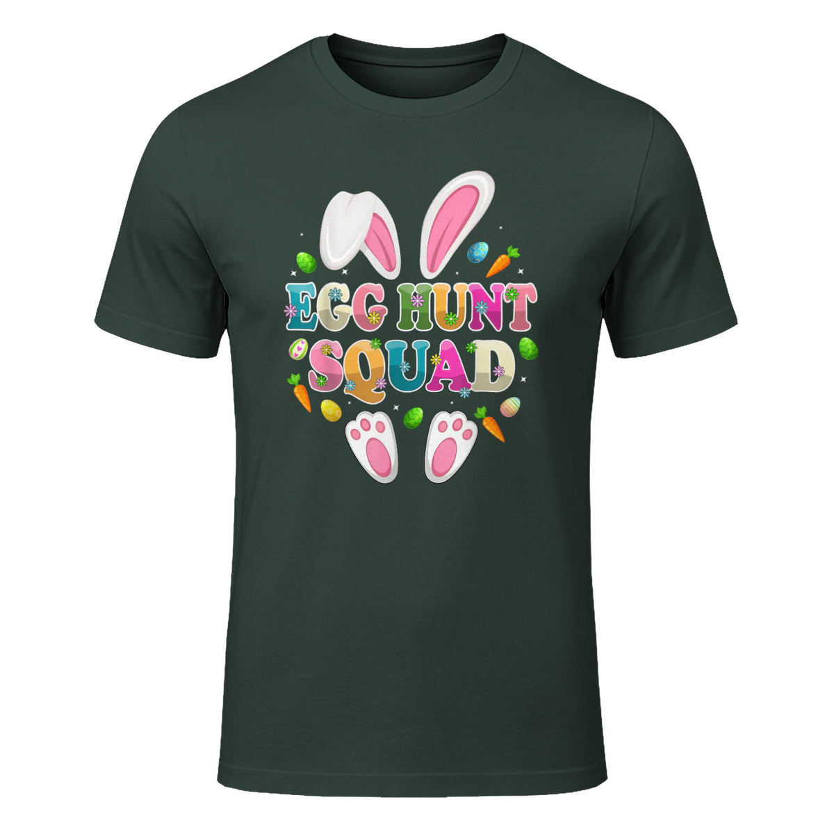 Egg Hunt Squad Bunny Happy Easter Day in Forest Green - front view