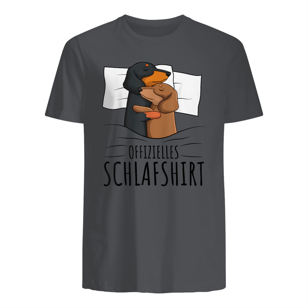 Offizielles Schlafshirt Dackel Hund Dachshund Teckel in Charcoal - back view