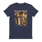 Black Cowboy Western Rodeo Melanin Black History Texas Men T-Shirt in Heather Navy - back view