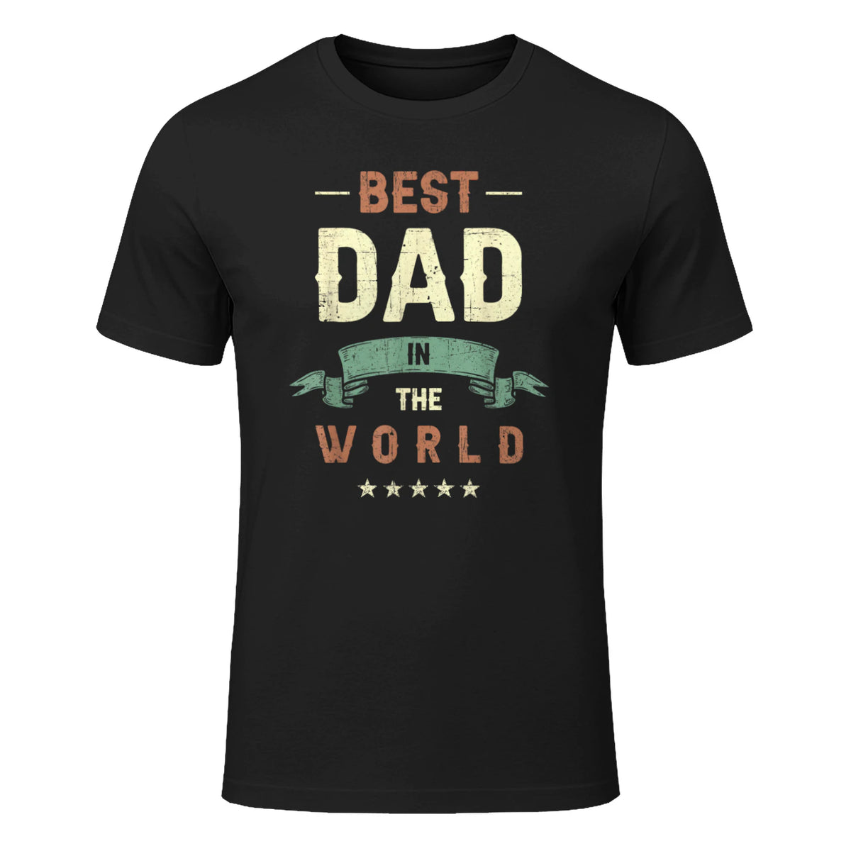 Best Dad in the World, Retro Vintage Look T-Shirt in Black - front view