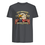 American Flag Anniversary T-Shirt in Charcoal - back view
