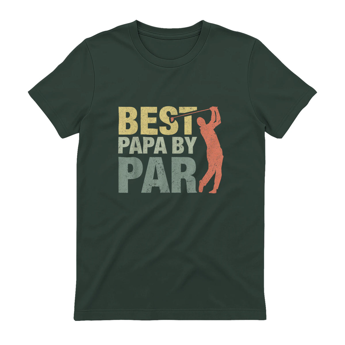 Funny Best Papa By Par Father's Day Golf Gift Grandpa in Forest Green - back view
