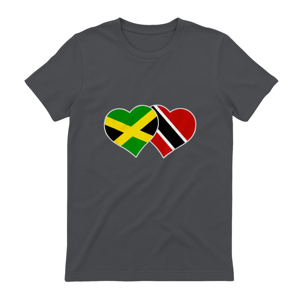 Trinidadian Jamaican Heart Love Jamaica Trinidad Flag in Charcoal - back view