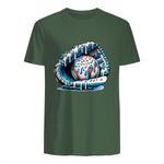 Baseball Drip Ice Cream Sprinkles Baseball Glove T-Shirt in Military Green - back view